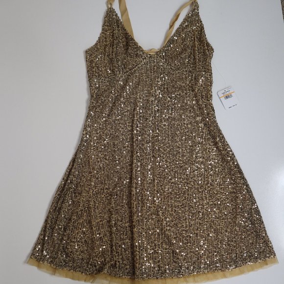 Free People Gold Rush Sequin Mini Dress Gold - Picture 5 of 13